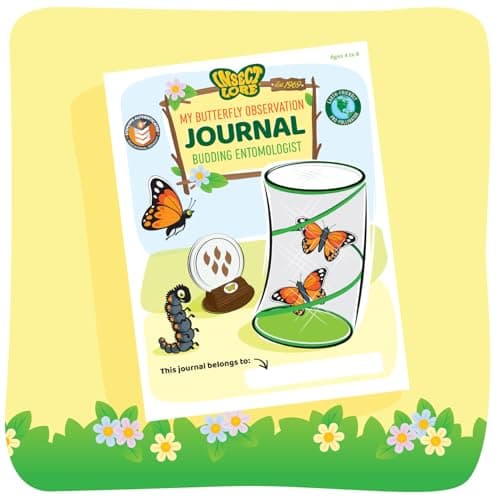 Insect Lore Butterfly Garden Kit – 10 Live Caterpillars, Habitat, STEM Journal, 2 Chrys-a-lid Holding Logs & Feeder – Grow & Release Painted Lady Butterflies – Educational Science Toy