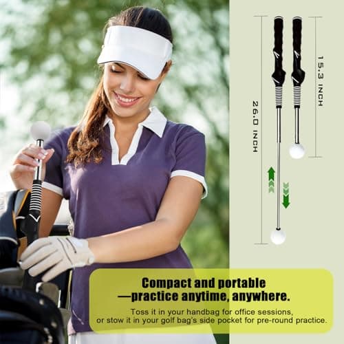 Retractable Golf Swing Training Aid, Golf Grip Trainer for Warm Up, Click Feedback Golf Swing Trainer for Improving Hitting Strength & Tempo, Ideal for Beginners, Indoor & Outdoor Practice