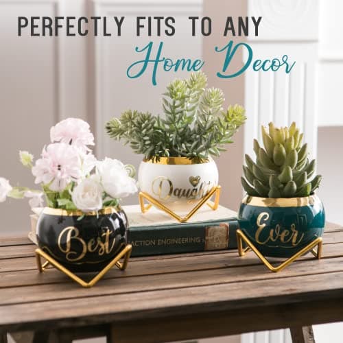 Daughter Gifts from Mom, Birthday Gift for Daughter, Mother Daughter Gifts, Happy Birthday Daughter, Best Daughter Ever Gift, Daughter In Law Gifts, Birthday Gifts for Daughter Adult, 3 Succulent Pots