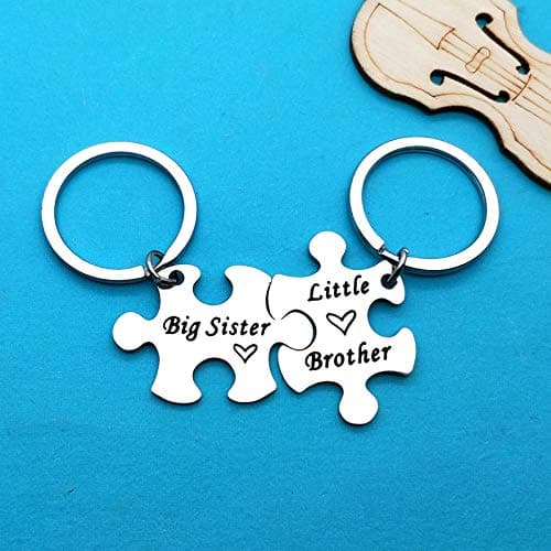 Sister Brother Keychain Set Brother and Sister Gifts for Little Brother Big Sister Keychain Set for Little Brother Gifts from Big Sister Christmas Birthday Gifts Family Gifts for Sister Brother