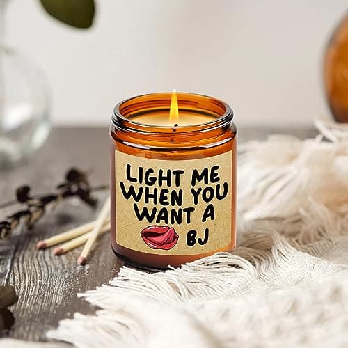 Lavender Scented Candle Gifts for Men, Naughty Candle Gifts for Him, Funny Gift from Wife, Anniversary, Sweetest Day, Valentine's Day, Birthday Gift for Husband, Boyfriend, Fiance Present