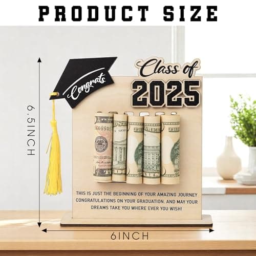 Congrats Graduation Money Holder 2025, Wooden Graduation Money Cash, Class of 2025 Graduation Gifts for Her, Him, Senior College University Graduates Gifts