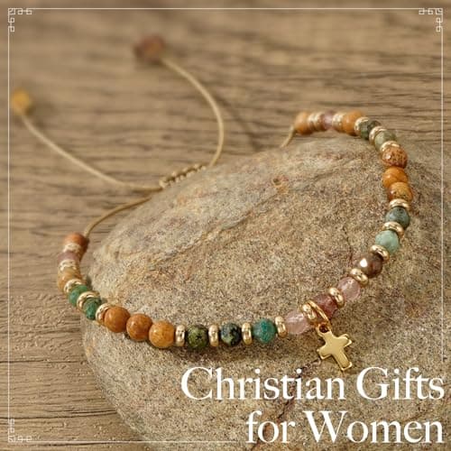 Christian Gifts for Women, Cross Bracelet, Christian Gifts, Inspirational Gifts for Women, Natural Stone Bracelets, Religious Gifts for Woman