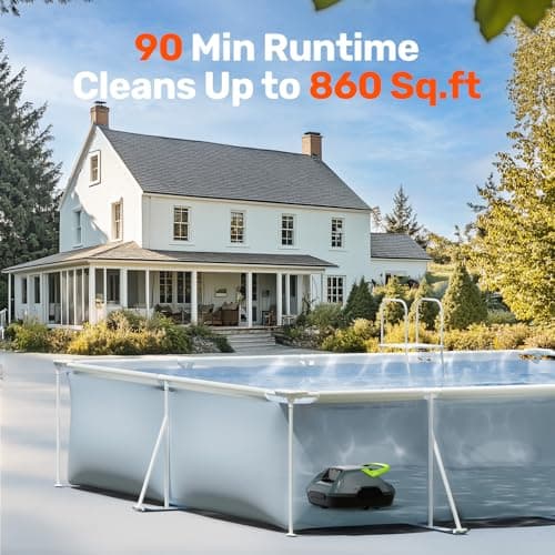 Cordless Robotic Pool Cleaner, 90 Min Runtime Pool Vacuum, Self-Parking, 7.5 lbs Lightweight, Ideal for Above Ground Pools up to 860 sq.ft