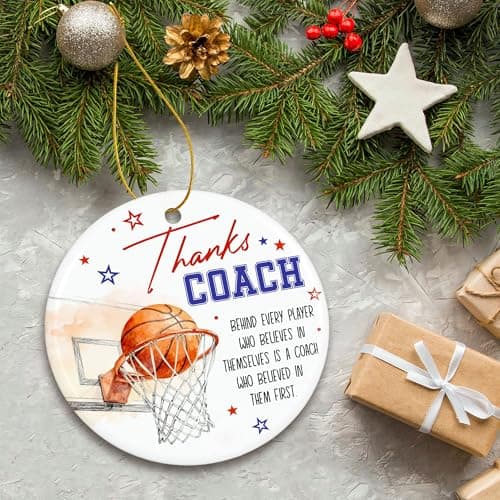 ZAGKOO Basketball Coach Ornament 2025 - Coaches Christmas Ornaments for Men and Women - Basketball Coach Gifts - Sports Thank You and Appreciation Gift Ideas - Ceramic Xmas Tree Ornament Decoration