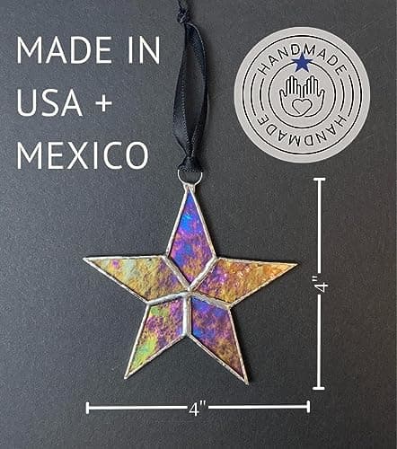Handmade Iridescent Stained Glass Star With Heartfelt Thank You Message - Thank You Gift For Someone Special/Appreciation Gift/Gratitude Gift for Friends, Neighbors/Colleagues (Thank You)