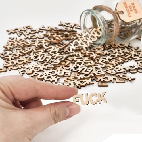 Birthday Gag Gifts for Women Men Adults Her Him, Jar of Wooden Cutout Letter Piece (5oz) - White Elephant Gifts for Friend Coworker Funny Presents Ideas for Christmas Valentines Anniversary Retirement