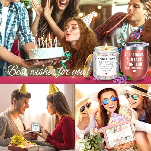 Birthday Gifts for Women Best Friends,Friendship Gifts for Women Her BFF Female Friends Bestie Sister Gift Basket from Sister Lavender Scented Candles 12oz Tumbler