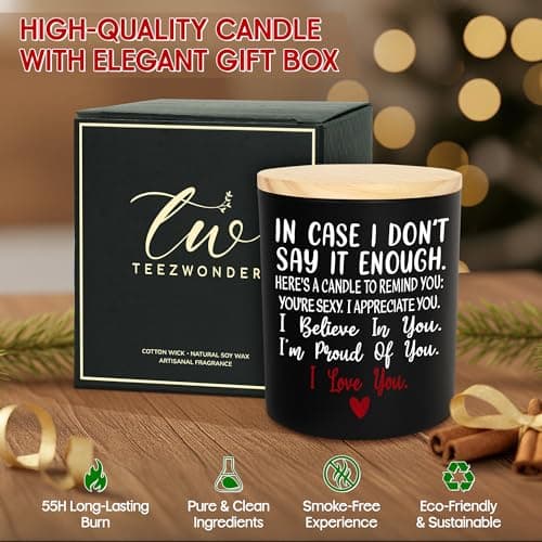 TEEZWONDER Anniversary Wedding Gifts for Women Men - Long Lasting Vanilla Lavender Candle 10 Oz - Birthday Romantic Gifts for Him Her, Girlfriend Boyfriend Birthday Gift Ideas, Gift for Husband Wife