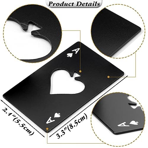 Wine Bottle Opener Stainless Steel Credit Card Size Casino Beer Bottle Opener Cap Opener for Your Wallet Wedding Party Groomsmen Bridesmaid Gifts 6 Pcs (Black)