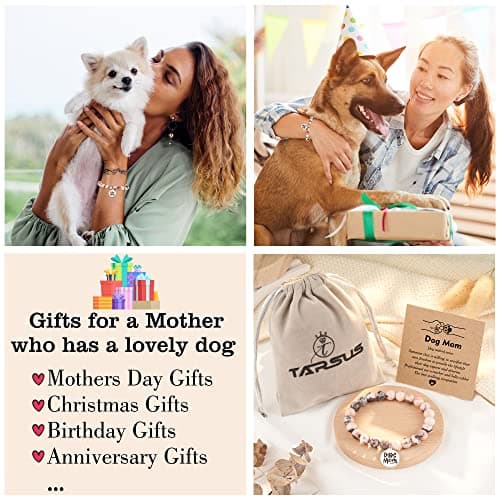 Tarsus Dog Mom Gifts for Women, Dog Mom Christmas Mothers Day Gifts, Best Dogs Lover Charm Bracelet Gift for Women