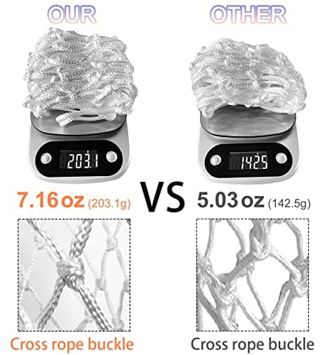 Basketball Net Outdoor,(7.16 oz) 12 Loops Professional Heavy Duty Basketball Net Replacement,All Weather Anti Whip,Suitable for Outdoor Standard Basketball Hoop