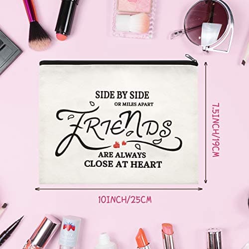 Weewooday 6 Pieces Friendship Gifts for Women Good Friends Makeup Cosmetic Bags Weekend Trip Gifts Birthday Portable Makeup Bags Gifts for Women Travel Retirement Anniversary Present(Classic Style)