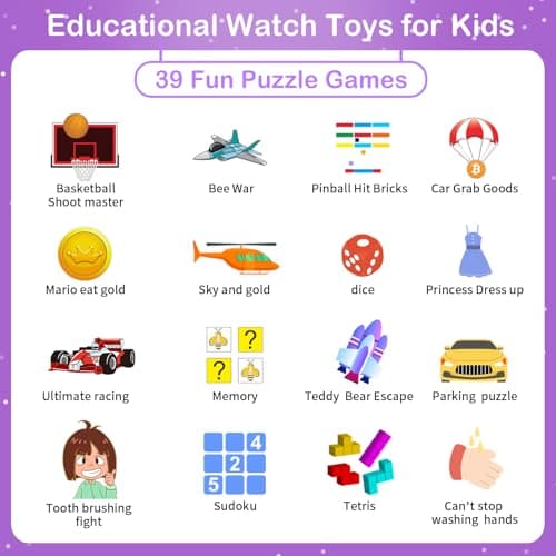 Kids Smart Watches Girls Gifts Age 3-12, Smart Watch for Kids with 39 Games Camera Video Recorder Music Player Alarm Calculator Stopwatch Flashlight Pedometer Gift Toys for Girls Ages 5 6 7 8 9 10