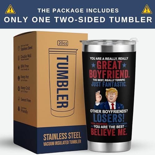 Gifts for Boyfriend, Him - Anniversary, Birthday, Christmas Boyfriend Gifts from Girlfriend - Romantic Love Couple Gift for Him from Her - Ideas for Couples - 20 Oz Stainless Steel Tumbler