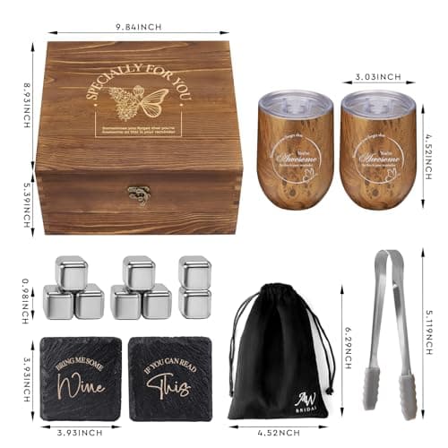 Wine Lovers Gifts for Women, Birthday Gifts for Mom Sister Friend Coworker Girlfriend Inspirational Gift Set, Wine Gift Box Set with Tumblers, Ice Cubes