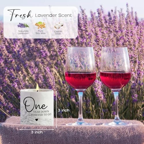 1 Year Anniversary Candle for Girlfriend Boyfriend - One Year Anniversary Wedding Gifts for Couple First Year Anniversary Present for Wife Husband Fiance - 6 Oz 1st Anniversary Porcelain Candle