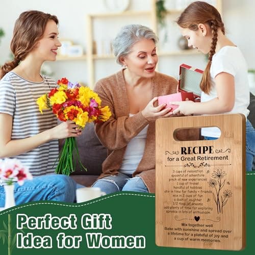 Retirement Gifts for Women 2025, Retired Cutting Board Gifts, Coworker Leaving Gifts for Women, Going Away Gifts for Coworker Boss Lady Leader Colleague Friends-Recipe for a Great Retirement
