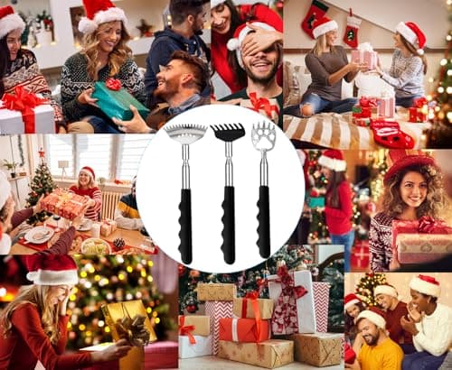 3 Pack Different Back Scratcher Metal Portable Telescoping with Rubber Handles, Extendable Back Massager Tool with Beautiful Box, Stocking Stuffers for Men Women Kids Adults (Black)