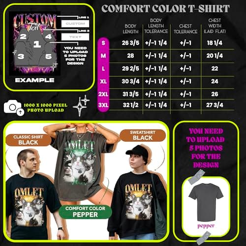 Generic Personalized Bootleg Rap Shirts for Girlfriend & Boyfriend, Custom Tee with Vintage Face Photo, Gift Idea for Birthday and Valentines Day Black, Small-XX-Large