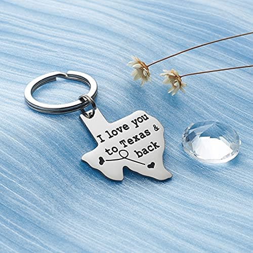 Texas Keychain Long Distance Relationships Gifts I Love You to Texas and Back