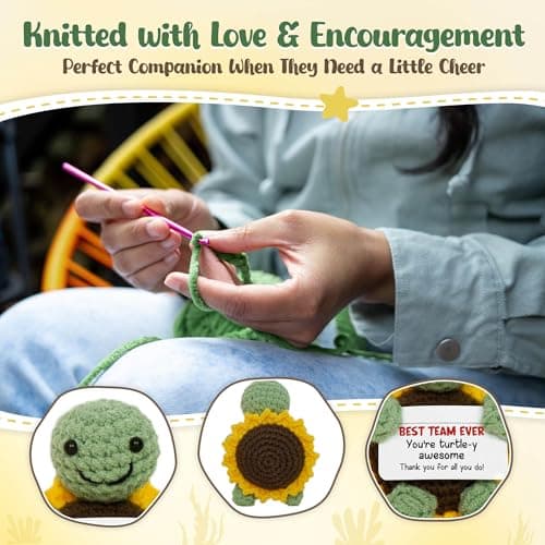 OASSIE Christmas Appreciation Gifts for Employee - Positive Turtle Crochet with Message Card - Thank You Birthday Team Stocking Stuffers Gifts for Coworkers Women Men, Office Desk Accessories Decor