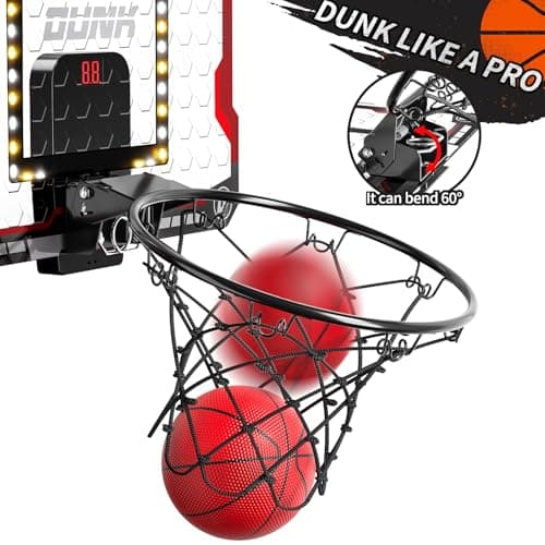 TEMI Indoor Basketball Hoop for Kids, Door Room Basketball Hoop,Mini Basketball Hoop with 4 Balls, Basketball Toys for 3 4 5 6 7 8 9 10 11 12 Year Old Boys