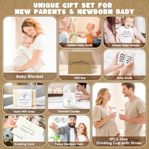 14PCS Baby Shower Gifts,New Mom Gifts for Women & Newborn Baby Gifts, Top Pregnancy Gifts for New Parents Gender Reveal Gifts, Expecting Parents to Be, New Mom Care Package After Baby