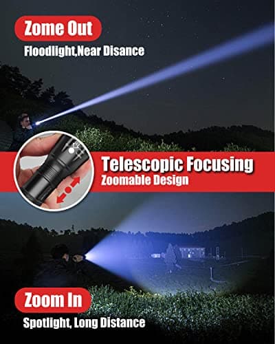 Victoper LED Flashlight 2 Pack, Bright Tactical Torch High Lumens with 5 Modes, Waterproof Zoomable Flash Light for Outdoor, Gifts for Men, Dorm Room Hunting Camping Essentials Gear for Guys