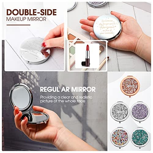 Roowest 10 Pcs Inspirational Compact Mirror Sometimes You Forget You're Awesome Appreciation Gifts for Women Group Employee Coworker Housekeeping Thank You Favors Magnifying Pocket Mirror (Multicolor)