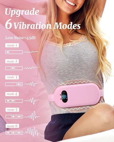 FSA HSA Eligible Portable Heating Pad for Cramps, Upgrade Cordless Electric Period Fast Heating Pad for Back Pain Relief Menstrual Belt 6 Heat 6 Massage Modes Gifts for Women Girls Her Girlfriend Pink