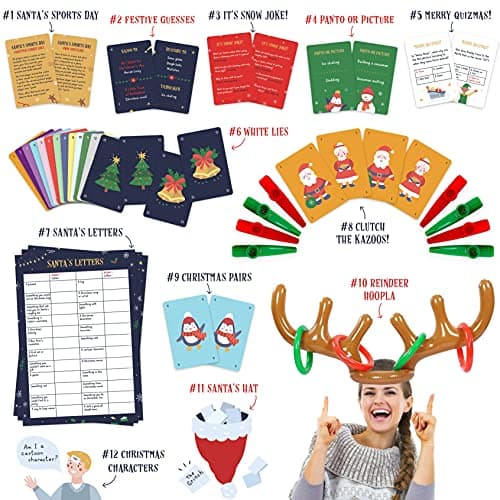 Gutter Games 12 Games of Christmas - 12 Hilarious Holiday Activities [Family Party Games Pack for Kids, Teens & Adults] - by Beat That! Game - Multicolor