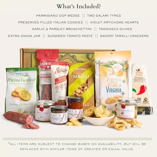 Mercato di Bellina Meat and Cheese Gift Box - Italian Charcuterie Gift Basket With Salami, Cheese, Olives, Crackers, Made in Italy for Holiday, Father's Day, Birthdays, Housewarming, Thank You
