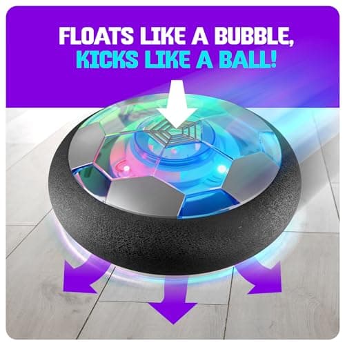 Hover Soccer Ball for Kids - Boy Birthday Gifts - Indoor Toy Games Gift for Boys Age 6, 7, 8, 9, 10, 11, 12 Year Old - Light-Up Toys Game for Kid - 6-8, 8-12 - Gift for 8 Year Olds (Single)
