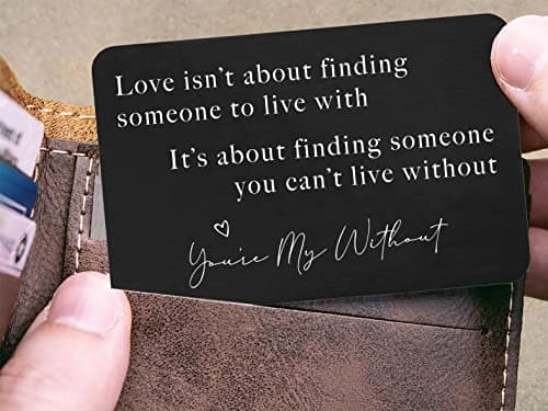 Valentine’s Day Gift for Boyfriend Husband Hubby Fiancé From Girlfriend Wife-Sentimental Engraved Wallet Insert Card Decor -Love Isn't About Finding Someone-Wedding Christmas Birthday Gifts for Men