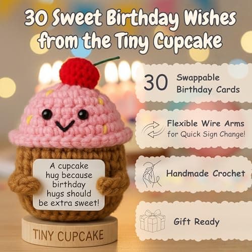 Happy Birthday Gift for Women - Tiny Cupcake With 30 Sweet Birthday Cards | Funny Gift Idea for Women for 16th, 21 Year Old, 30th Birthdays | Cute Bday Party Decor for Friends, Teens, Daughter, Sister