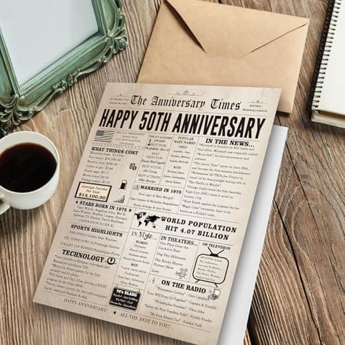 Jumbo 50th Anniversary Card for Women Men, Funny 50th Wedding Anniversary Decorations for Mom Dad, Romantic 50 Year Anniversary Card Gift for Wife Husband, Golden Wedding Gift