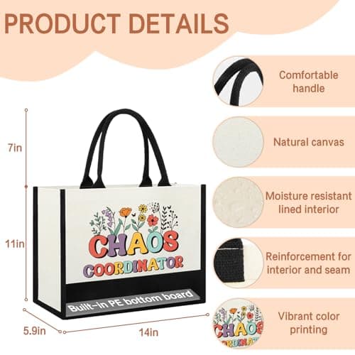 Chaos Coordinator Tote Bag Gifts for Women, Thank you Appreciation Gifts for Coworkers Boss Lady Manager Supervisor Wedding Planner Secretary Administrator Idea for Birthday Christmas