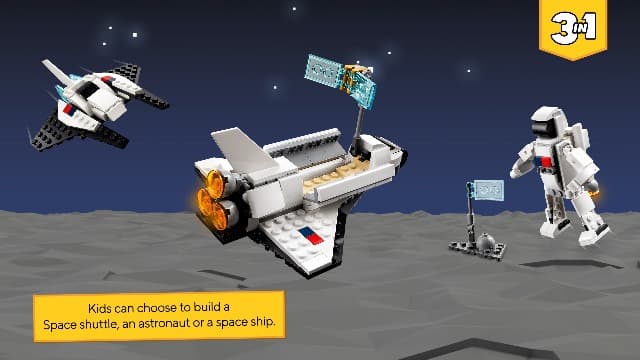 LEGO Creator 3 in 1 Space Shuttle Toys - Space Toys Building Set for Boys & Girls, Ages 6+ - Option to Build 2 Spaceships or Astronaut - Educational Gift for Kids Birthday & Holidays - 31134