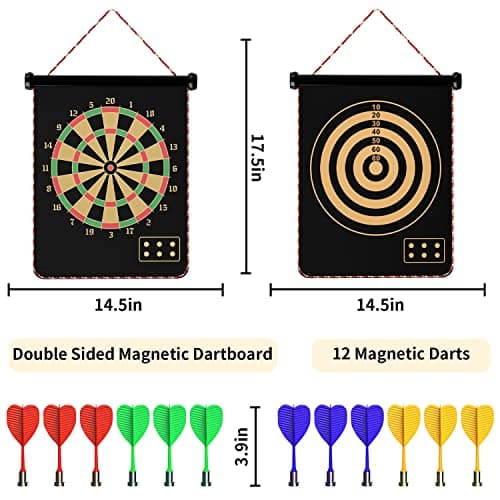 Mixi Magnetic Dart Board Outdoor Game for Kids with 12 Darts, Best Toys Gifts for Teenage Boys Girls Age 5 6 7 8 9 10 11 12 13 14 15 16 Years