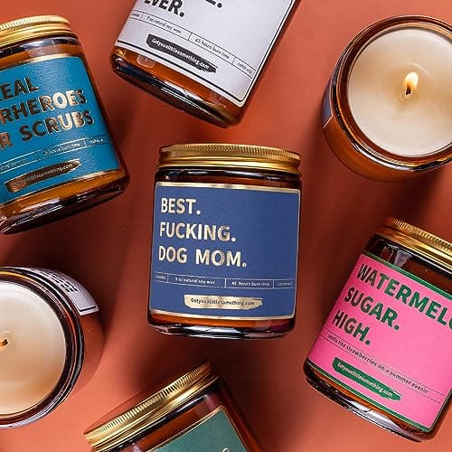 Best Dog Mom Funny Scented Candle - Dog Mom Gifts for Women for Birthday Christmas Mothers Day Thanksgiving - Birthday Gift from Dogs, Fur Mama Gift Ideas, Animal Decor - Pet Lovers Candle