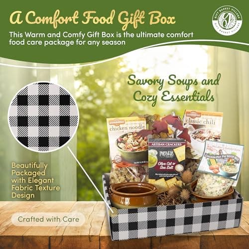 Gift Basket Village Soup Gift Basket – Dried Soup Mixes Variety, Instant Soup Packets, Crackers & Bowls, Soup Gift Baskets for Adults, Comfort Food Box for Cold & Warm Season - Medium