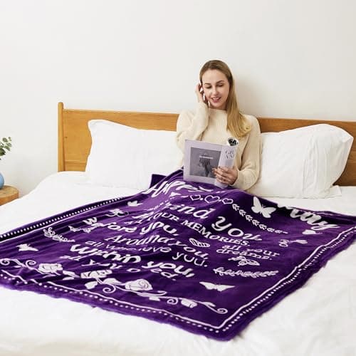 Birthday Gifts for Women/Men/Her/Him Friendship Blanket Purple 60"x50", Happy Birthday Decorations Women/Men Throw Blanket, Bday Gifts for Women Unique, Best Birthday Gift Idea
