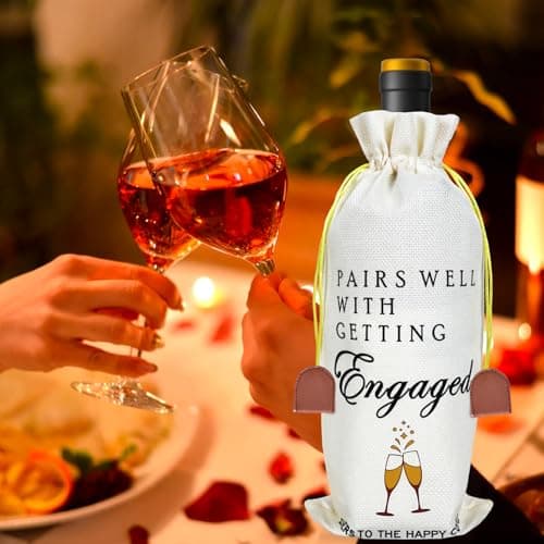 Engagement Gifts for Couples Newly Engaged, Her, Women, Him, Best Friends, Happy Engagement Wine Gift Bags for 750 ml Bottles, Party Decorations