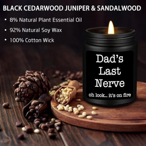 Homsolver Dad Gifts from Daughter Son, Gift for Dad Who Wants Nothing, Birthday Fathers Day Christmas for Stepdad Adoptive Father, Dad's Last Nerve Sandalwood Scented Candle
