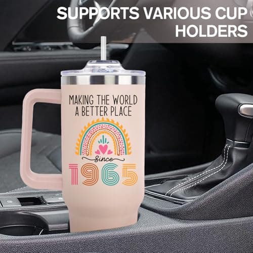 60th Birthday Gifts for Women Her, Cool 1965 60 th Birthday Gifts for Woman Turning 60 Year Old, 60th Birthday Decorations for Women Mom, 60th Birthday Gifts Ideas, 60 and Fabulous 40oz Tumbler Cup