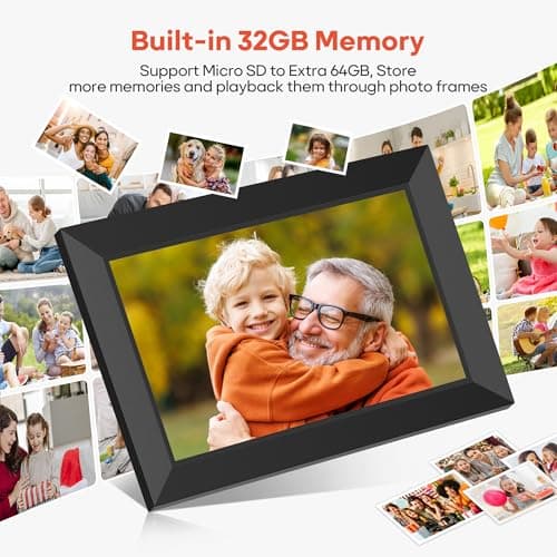 BIGASUO Digital Picture Frame, 10.1" Frameo Digital Frame WiFi with 32GB Memory, 1280x800 IPS Touch Screen, Send Photos/Videos from Your Phone Anywhere, Photo Gifts for Parents and Grandparents