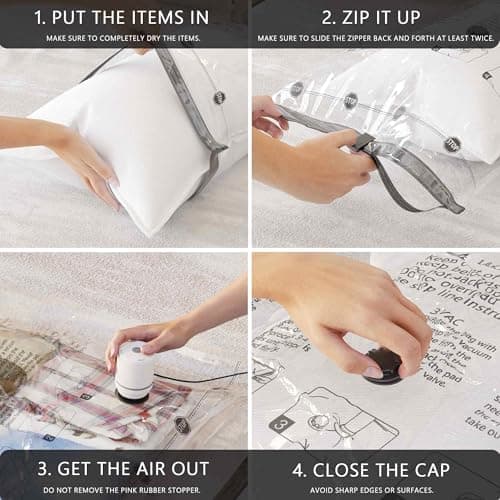 SUOCO 20 Combo Vacuum Storage Bags with Electric Pump, (4 Jumbo/4 Large/6 Medium/6 Small) Travel Clothes Space Saver Bags, Vacuum Seal Bags for Luggage Clothing Pillows Comforters Blankets