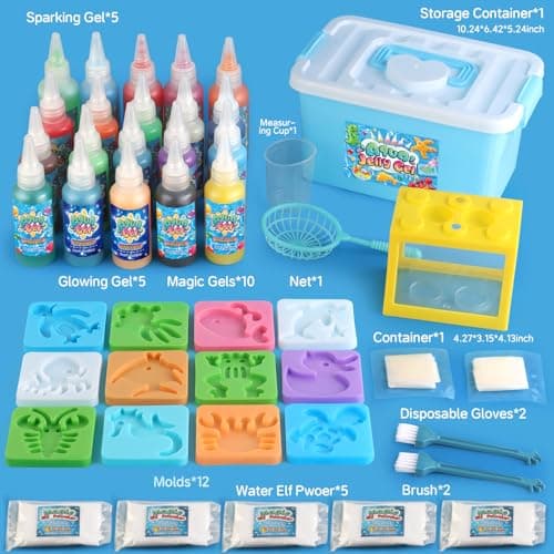 wookidel Magic Water Elf Toy Kit, Aqua Fairy Water Gel Kit with 20PCS Magic Gels and Animal Molds, Gift for Christmas, Easter, Birthday,Creative Art Craft Kits for Girls Boys 6 7 8 9 10 Year Old