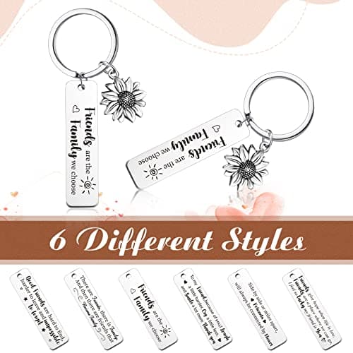 Cunno 6 Pcs Friendship Keychains for Women Best Friend Stainless Steel Keychains Christmas Friendship Appreciation Gifts